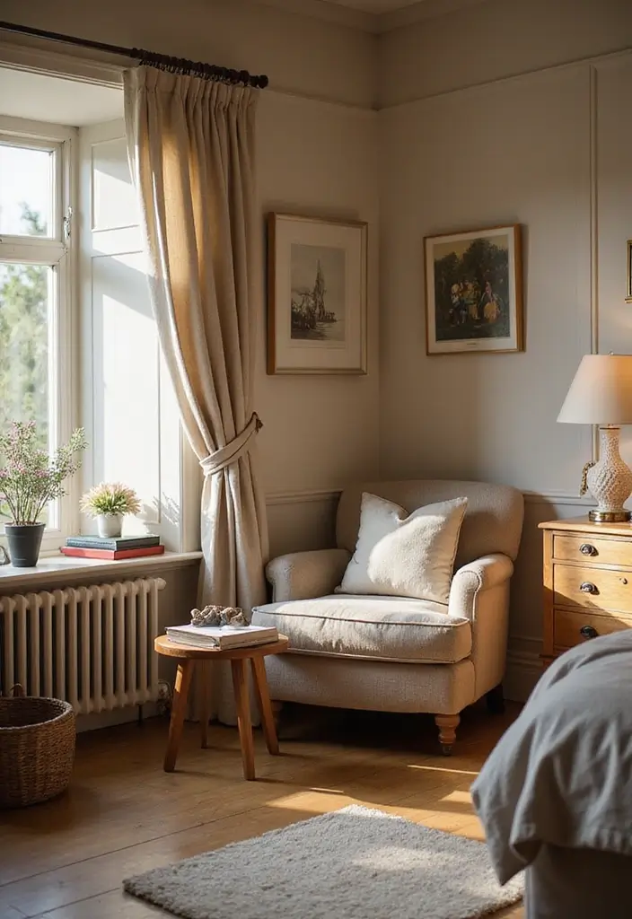 25 Bedroom Decor Ideas with Light Wood Furniture and Neutral Tones - 15. Cozy Reading Nook