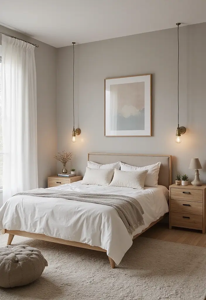 25 Bedroom Decor Ideas with Light Wood Furniture and Neutral Tones - 22. A Touch of Metallics