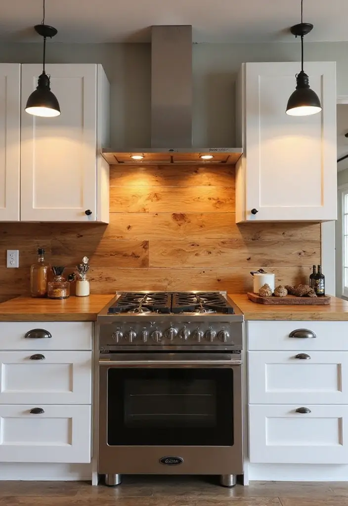 25 Brown Wood Kitchen Decor Ideas for Natural Warmth 15 25 Brown Wood Kitchen Decor Ideas for Natural Warmth - 3. Wood Accented Backsplash