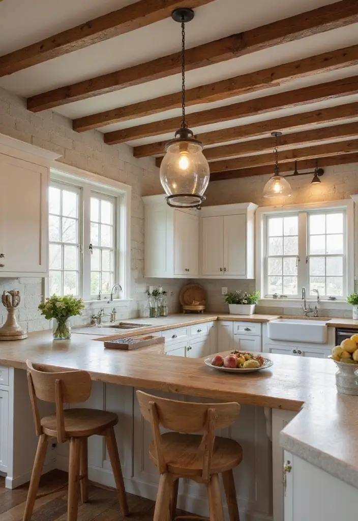 25 Brown Wood Kitchen Decor Ideas for Natural Warmth 31 25 Brown Wood Kitchen Decor Ideas for Natural Warmth - 7. Wood Beams on the Ceiling