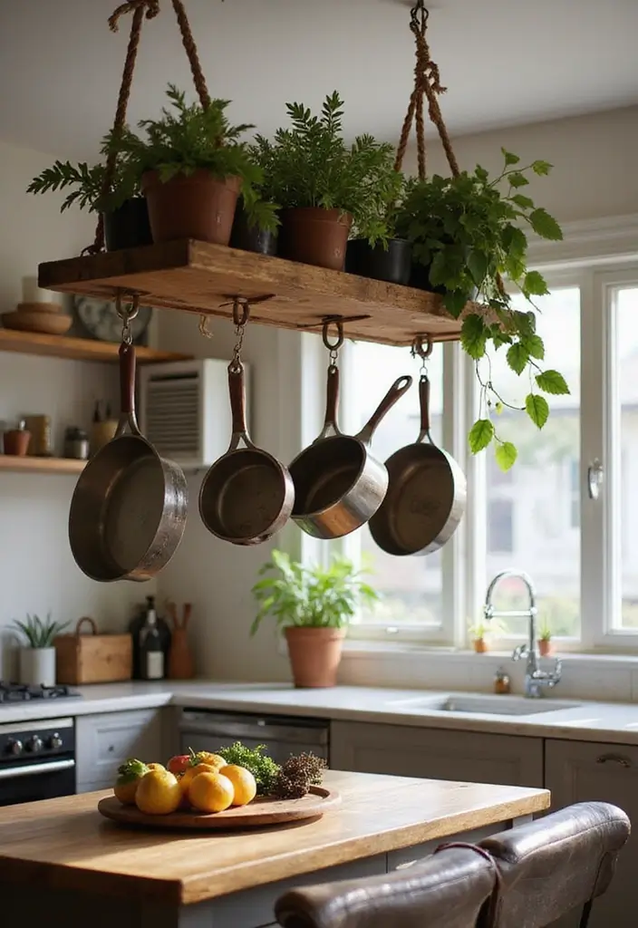 25 Brown Wood Kitchen Decor Ideas for Natural Warmth 45 25 Brown Wood Kitchen Decor Ideas for Natural Warmth - 9. Wooden Pot Rack