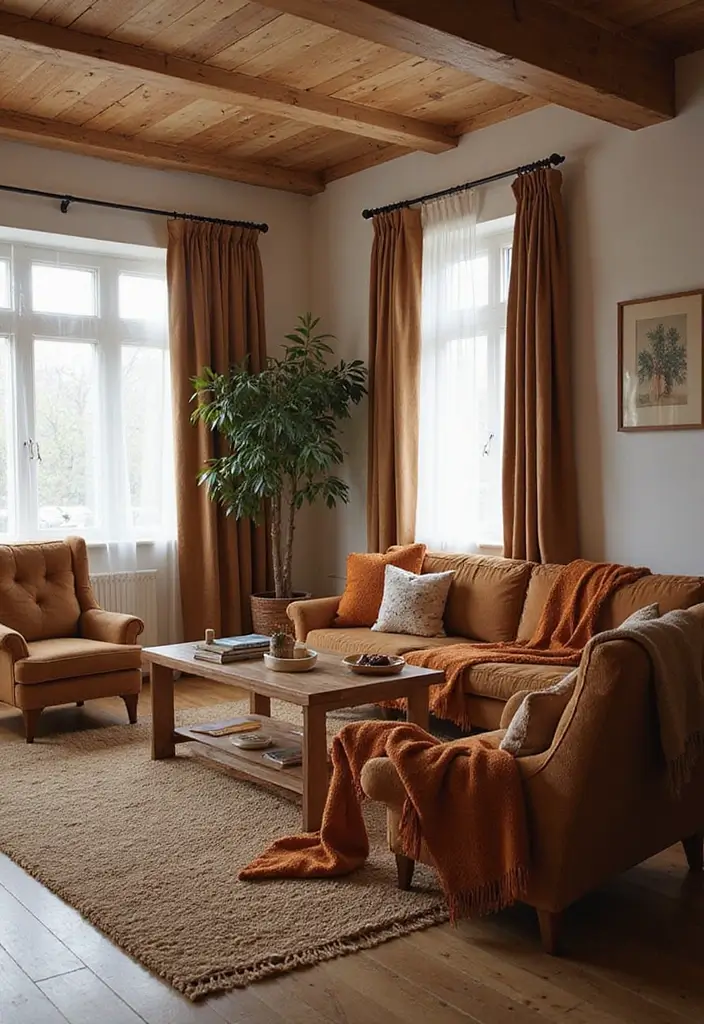 25 Cherry Wood Living Room Decor Ideas That Add Rich Warmth - 13. Cherry Wood Throw Blankets