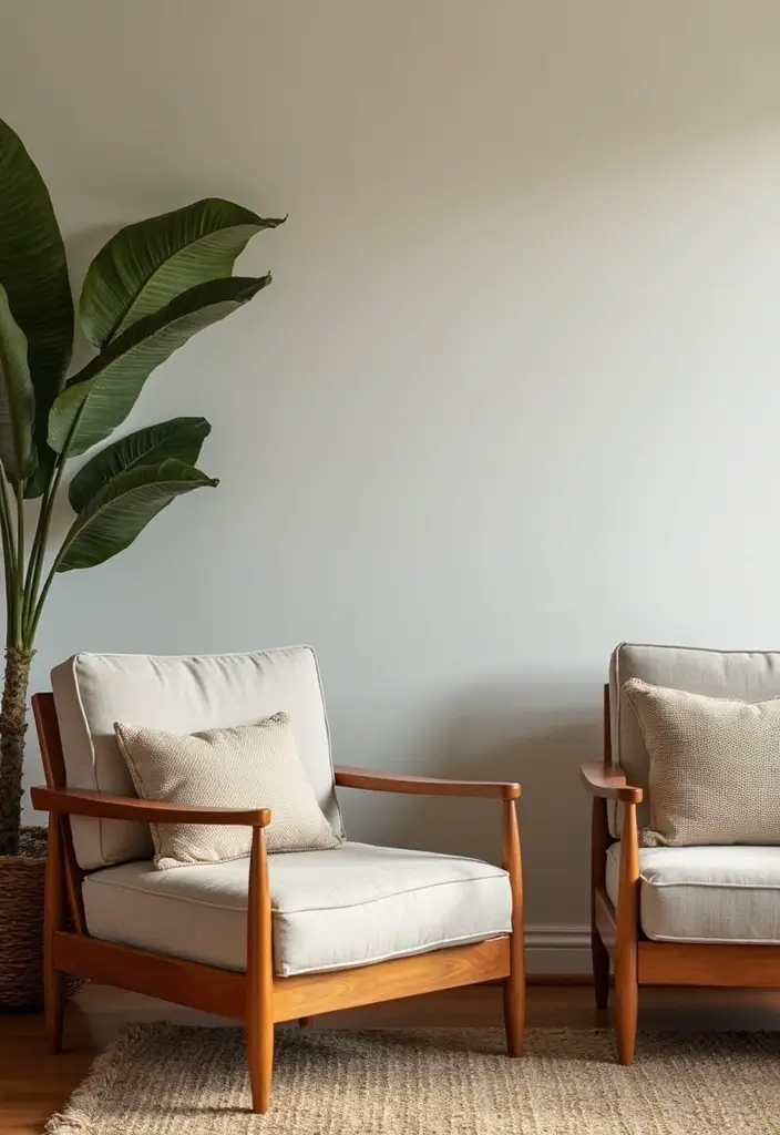 25 Cherry Wood Living Room Decor Ideas That Add Rich Warmth - 2. Accent Chairs with Cherry Wood Frames