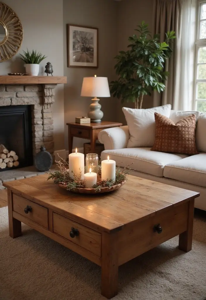 25 Cherry Wood Living Room Decor Ideas That Add Rich Warmth - 25. Cherry Wood Centerpiece for Tables