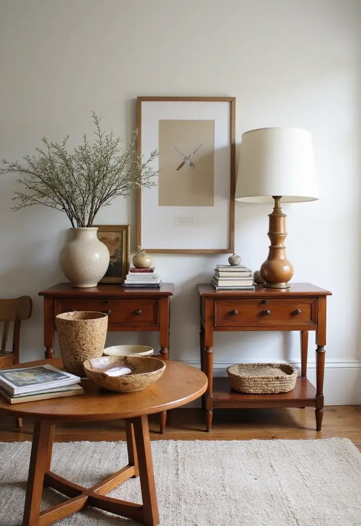 25 Cherry Wood Living Room Decor Ideas That Add Rich Warmth - 6. Cherry Wood Side Tables for Functionality