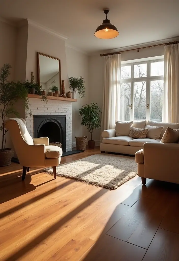 25 Cherry Wood Living Room Decor Ideas That Add Rich Warmth - 8. Cherry Wood Flooring for Warmth
