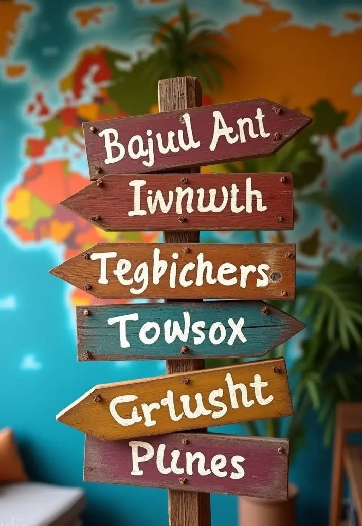 25 DIY Wood Sign Ideas with Words for Unique Wall Decor 49 25 DIY Wood Sign Ideas with Words for Unique Wall Decor - 15. Travel Directions Sign