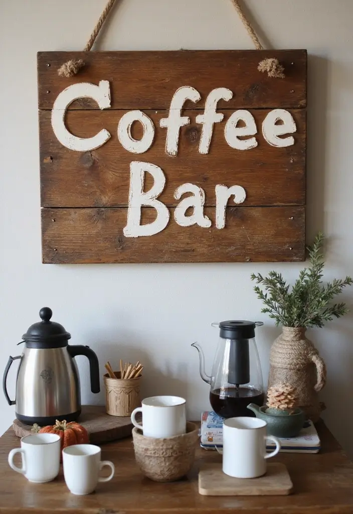 25 DIY Wood Sign Ideas with Words for Unique Wall Decor 50 25 DIY Wood Sign Ideas with Words for Unique Wall Decor - 16. Coffee Bar Sign