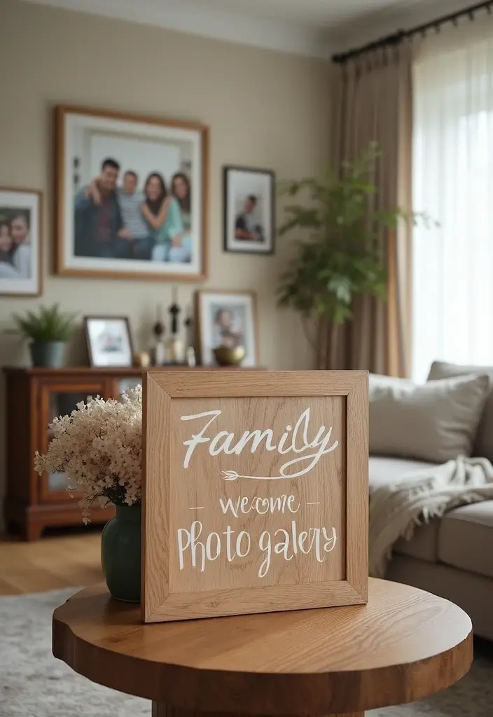25 DIY Wood Sign Ideas with Words for Unique Wall Decor 58 25 DIY Wood Sign Ideas with Words for Unique Wall Decor - 18. Family Photo Gallery Sign
