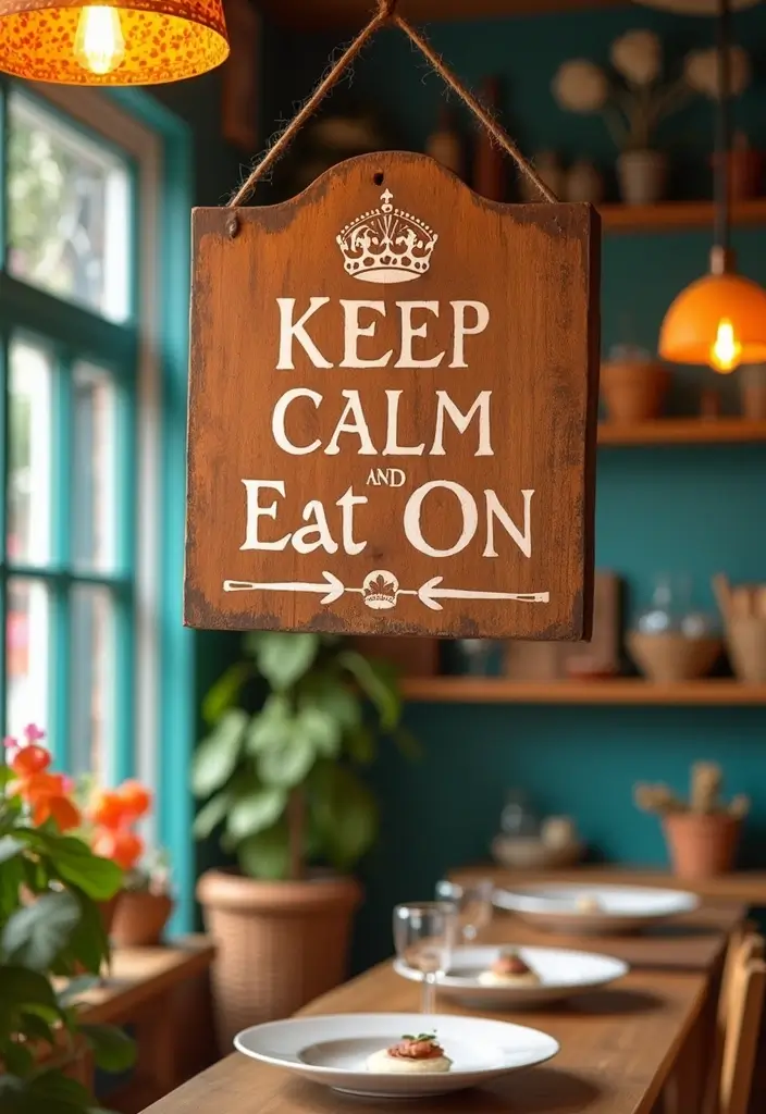 25 DIY Wood Sign Ideas with Words for Unique Wall Decor 69 25 DIY Wood Sign Ideas with Words for Unique Wall Decor - 21. Keep Calm and Eat On Sign