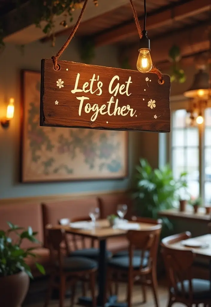 25 DIY Wood Sign Ideas with Words for Unique Wall Decor 72 25 DIY Wood Sign Ideas with Words for Unique Wall Decor - 24. Let’s Get Together Sign