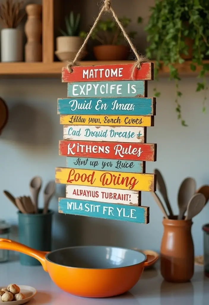 25 DIY Wood Sign Ideas with Words for Unique Wall Decor 8 25 DIY Wood Sign Ideas with Words for Unique Wall Decor - 4. Kitchen Rules Sign