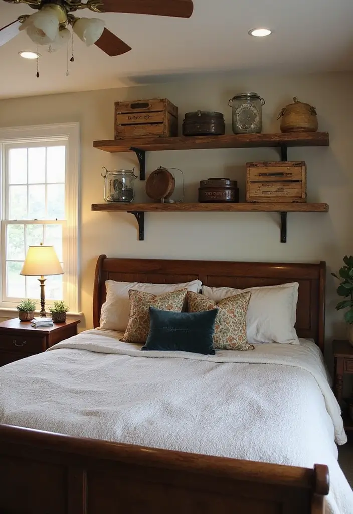 25 Dark Wood Sleigh Bed Decor Ideas for Elegant Bedrooms - 18. Integrate Rustic Elements
