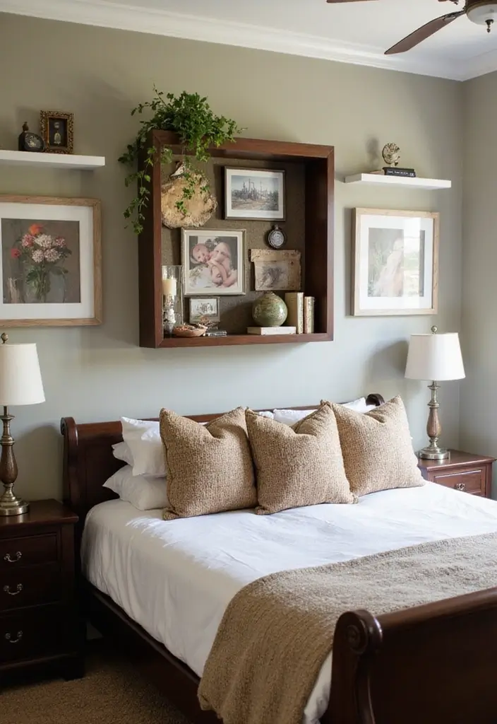 25 Dark Wood Sleigh Bed Decor Ideas for Elegant Bedrooms - 25. Final Touch: Personal Mementos