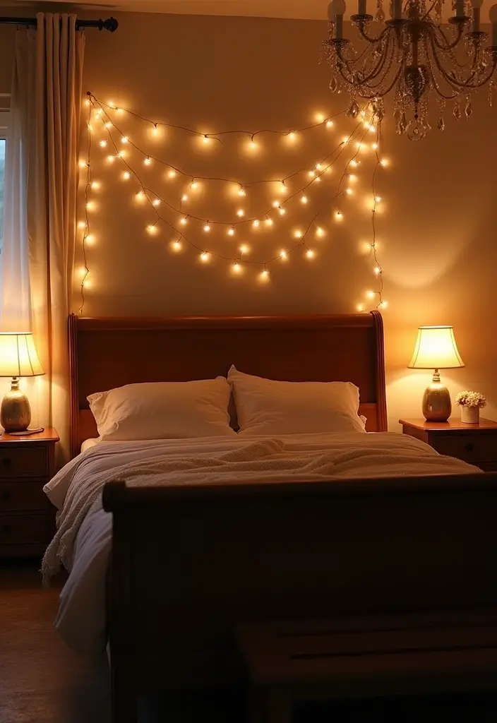 25 Dark Wood Sleigh Bed Decor Ideas for Elegant Bedrooms - 5. Play with Lighting
