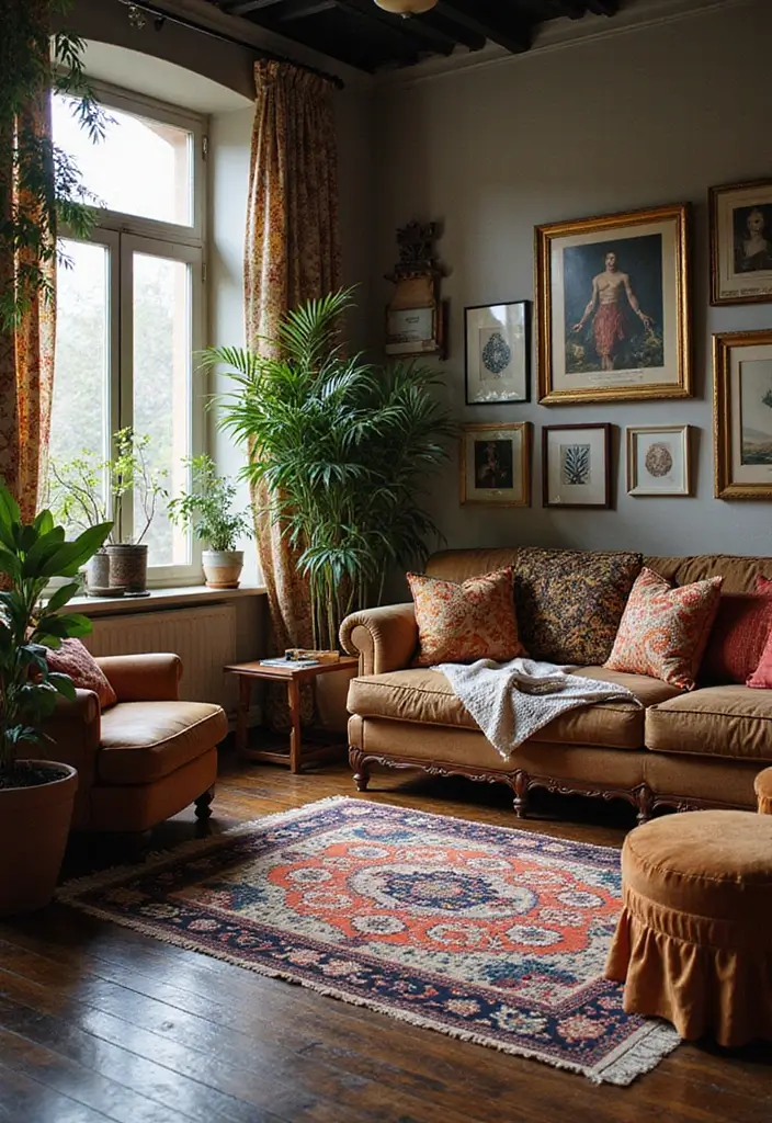 25 Decor Ideas That Match Perfectly with Dark Wood Floors - 10. Mixing Patterns for a Lively Space