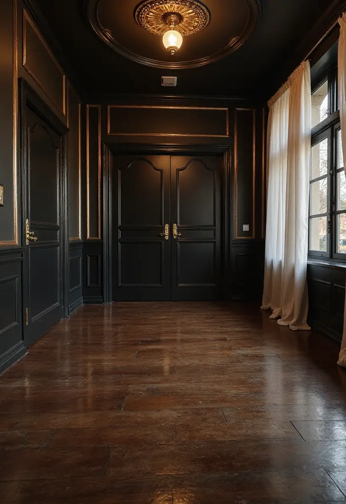25 Decor Ideas That Match Perfectly with Dark Wood Floors - 11. Metallic Accents for a Touch of Glamour