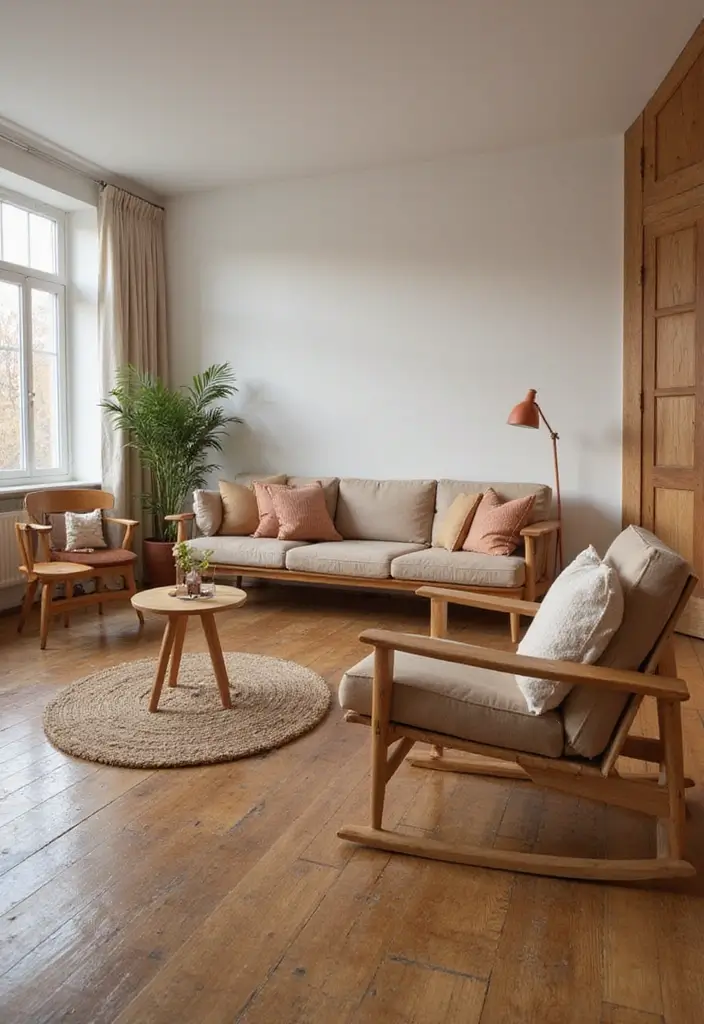 25 Decor Ideas That Match Perfectly with Dark Wood Floors - 13. Warm Wood Furniture Pairing