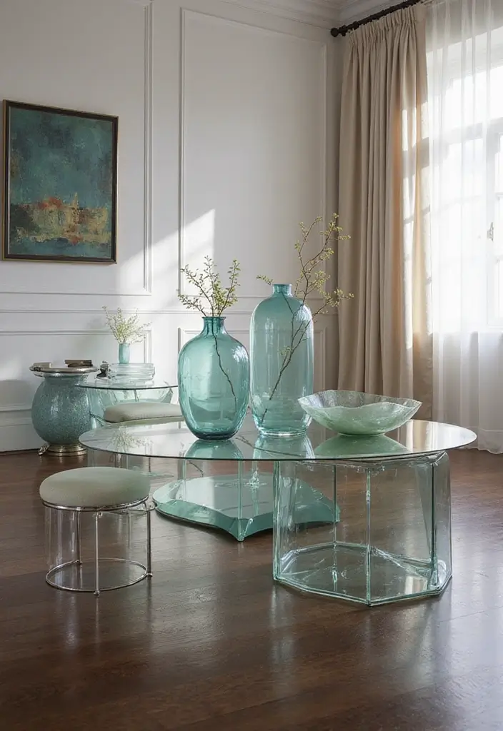 25 Decor Ideas That Match Perfectly with Dark Wood Floors - 14. Incorporating Glass Accents