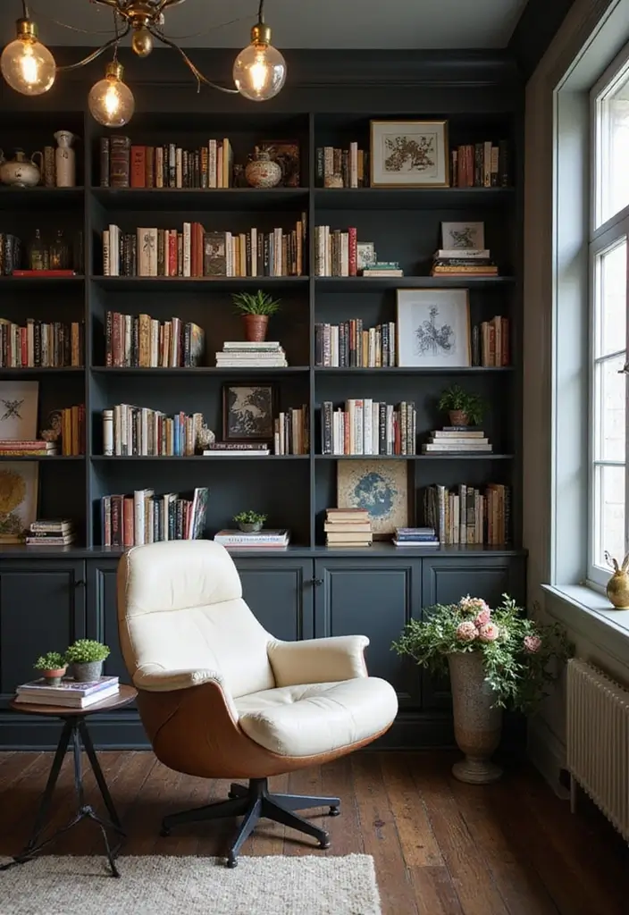 25 Decor Ideas That Match Perfectly with Dark Wood Floors - 15. Curated Bookshelves for Style and Function