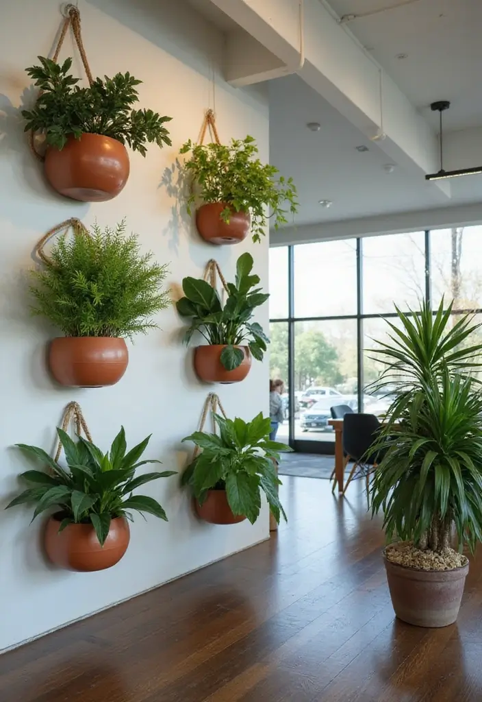 25 Decor Ideas That Match Perfectly with Dark Wood Floors - 17. Wall-mounted Planters for a Modern Look