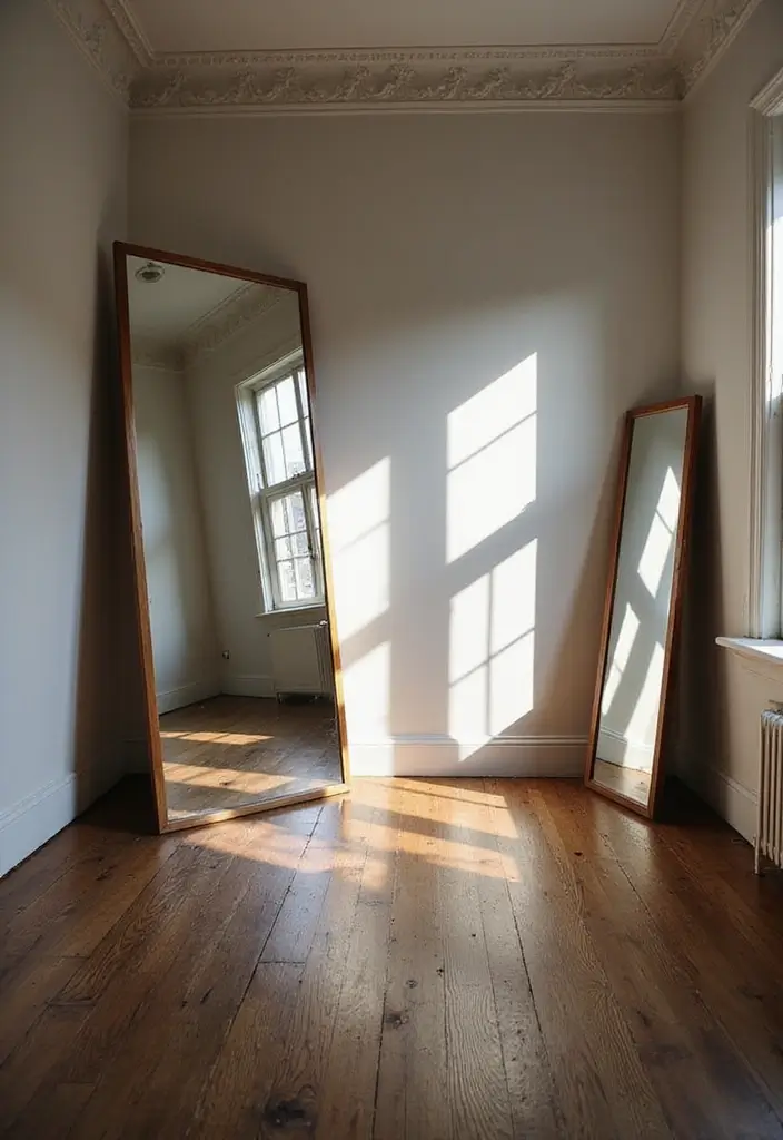 25 Decor Ideas That Match Perfectly with Dark Wood Floors - 18. Large Mirrors to Reflect Light