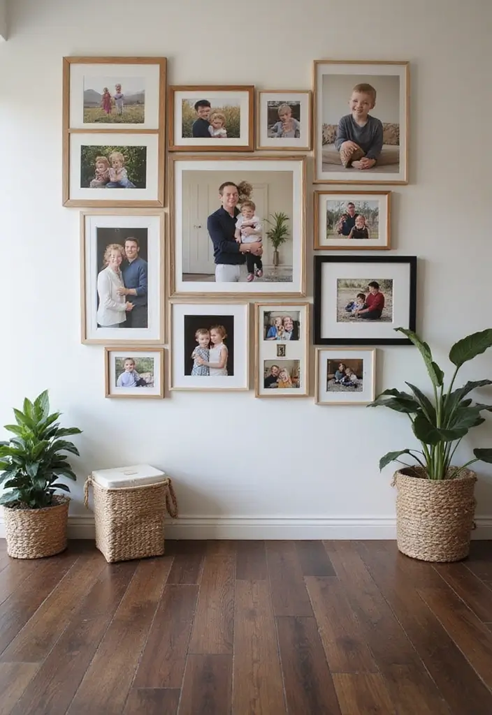 25 Decor Ideas That Match Perfectly with Dark Wood Floors - 23. Personal Touch with Family Photos