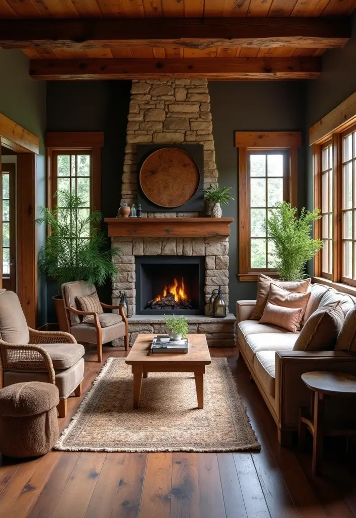25 Decor Ideas That Match Perfectly with Dark Wood Floors - 6. Rustic Accents to Warm Up the Space