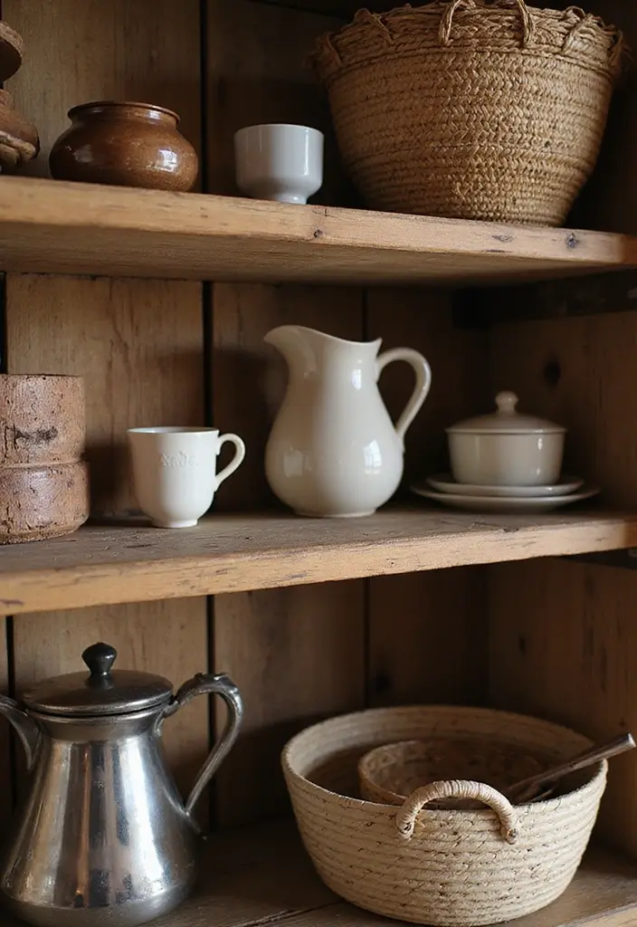 25 Dining Room Shelf Decor Ideas with Wooden Accents - 1. Layered Textures