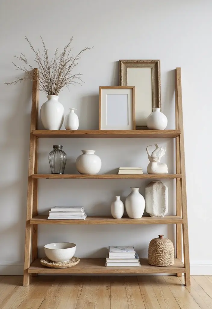 25 Dining Room Shelf Decor Ideas with Wooden Accents - 14. Multi-Level Arrangement