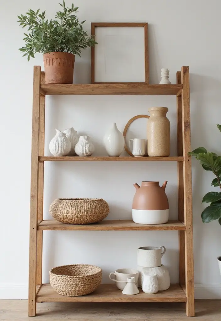 25 Dining Room Shelf Decor Ideas with Wooden Accents - 16. Grouping with Intent