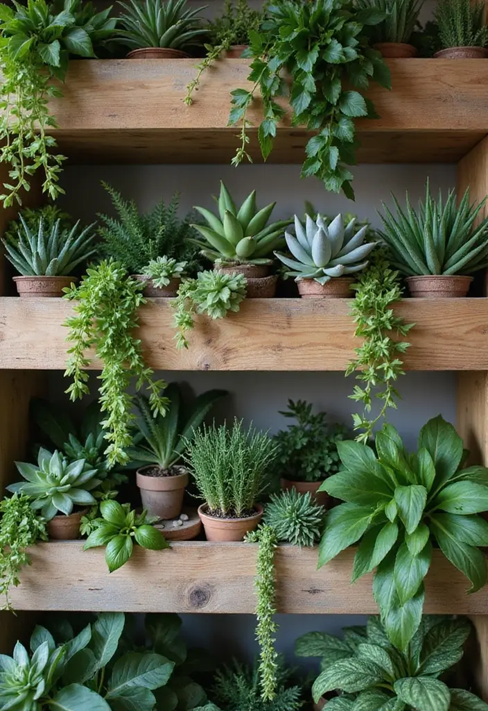 25 Dining Room Shelf Decor Ideas with Wooden Accents - 3. Greenery Galore