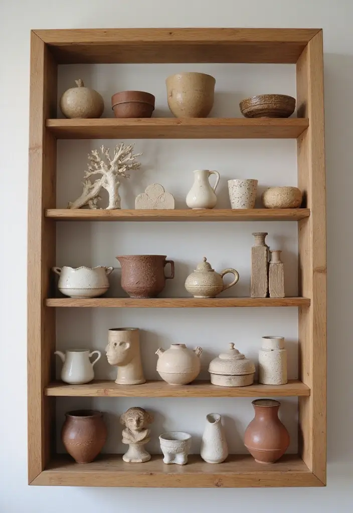 25 Dining Room Shelf Decor Ideas with Wooden Accents - 4. Artistic Displays