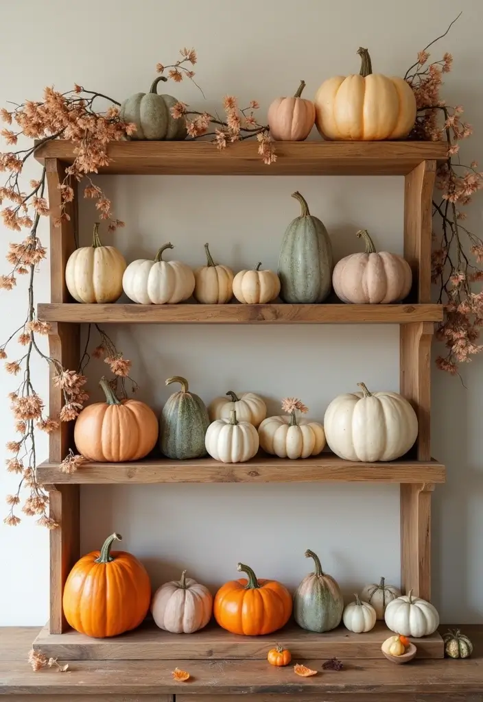 25 Dining Room Shelf Decor Ideas with Wooden Accents - 5. Seasonal Decor