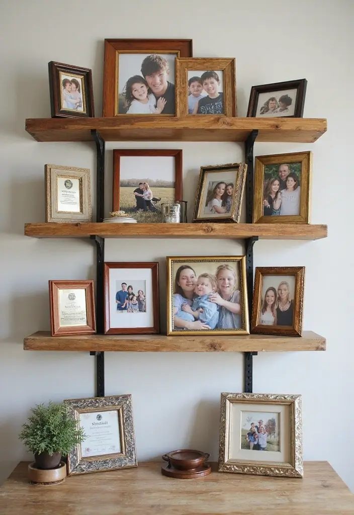 25 Dining Room Shelf Decor Ideas with Wooden Accents - 6. Family Memories