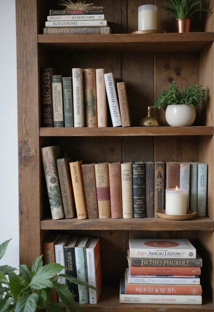 25 Dining Room Shelf Decor Ideas with Wooden Accents - 8. Books as Decor