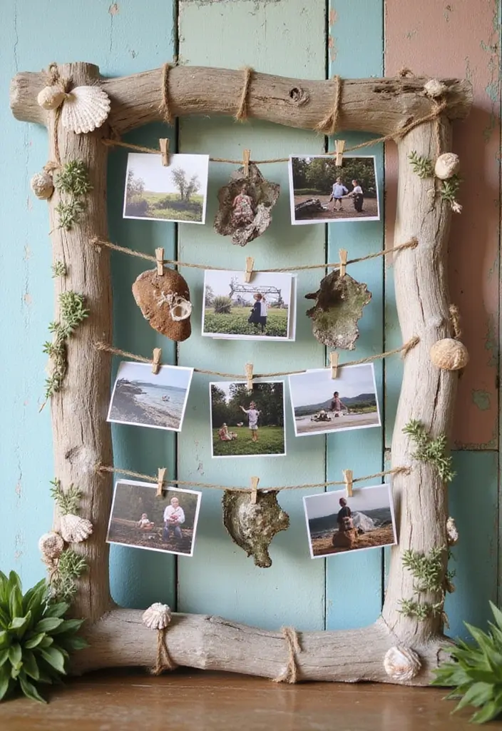 25 Driftwood DIY Decor Projects That Bring Coastal Vibes Home 61 25 Driftwood DIY Decor Projects That Bring Coastal Vibes Home - 17. Driftwood Photo Display