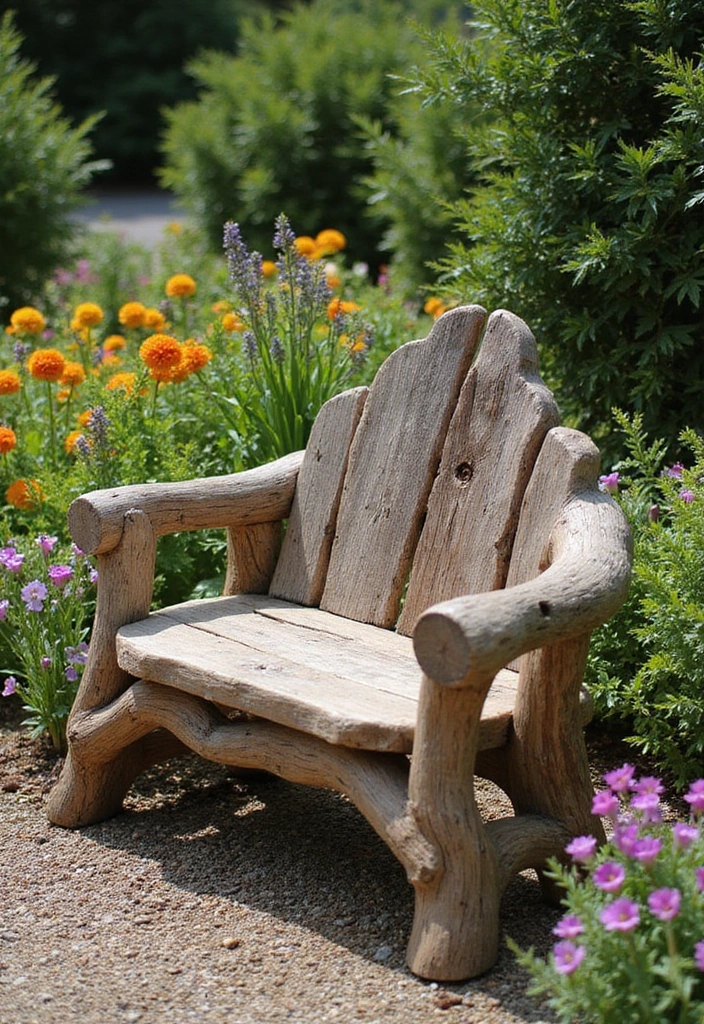 25 Driftwood DIY Decor Projects That Bring Coastal Vibes Home 68 25 Driftwood DIY Decor Projects That Bring Coastal Vibes Home - 18. Driftwood Garden Bench