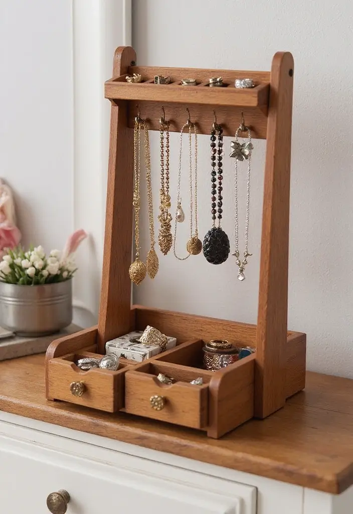 25 Easy DIY Home Decor Wood Project Ideas for Beginners - 12. Wooden Jewelry Organizer