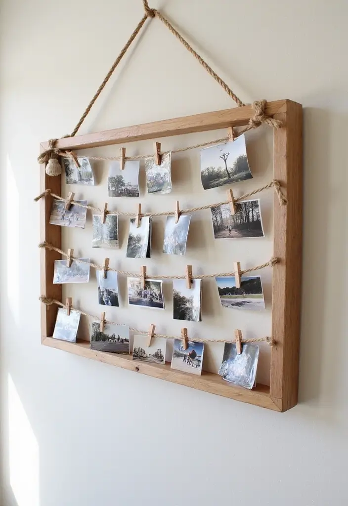 25 Easy DIY Home Decor Wood Project Ideas for Beginners - 19. Wooden Photo Display