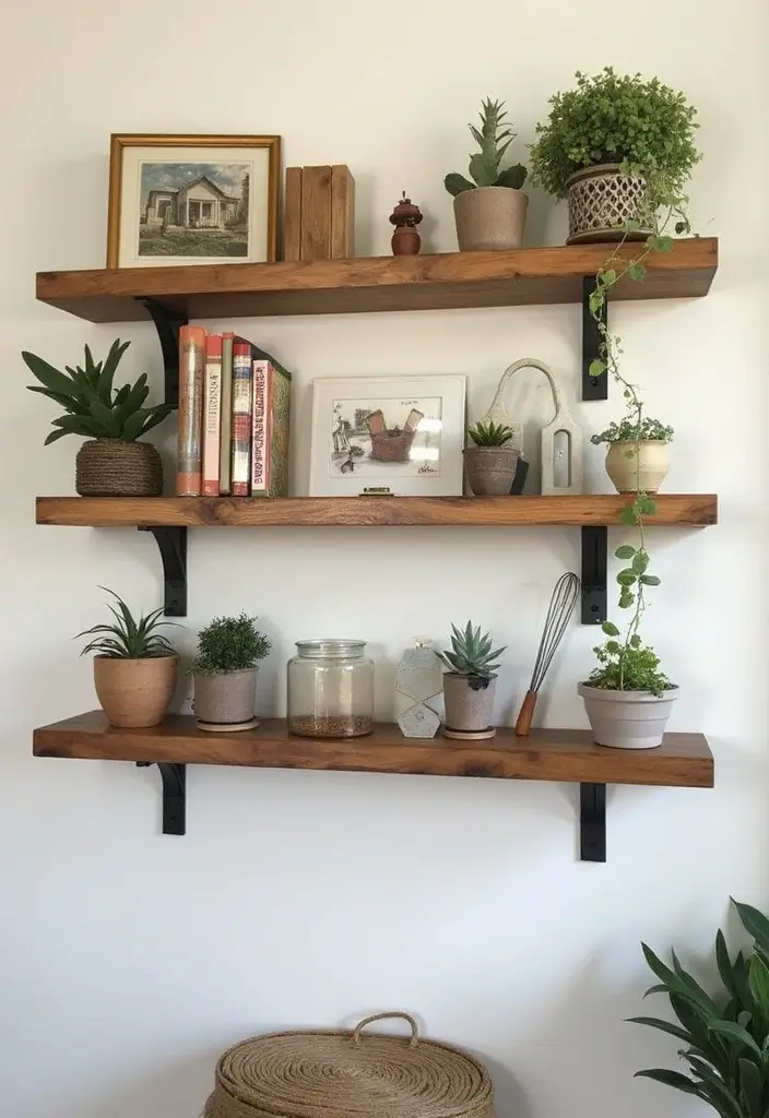 25 Easy DIY Home Decor Wood Project Ideas for Beginners - 2. Upcycled Wooden Shelves