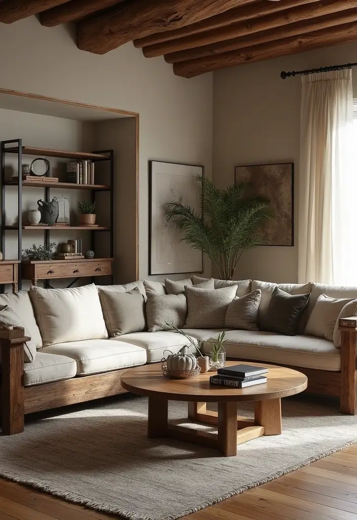 25 Living Room Decor Ideas Featuring Rich Dark Wood Finishes - 12. Reclaimed Wood for a Rustic Vintage Feel