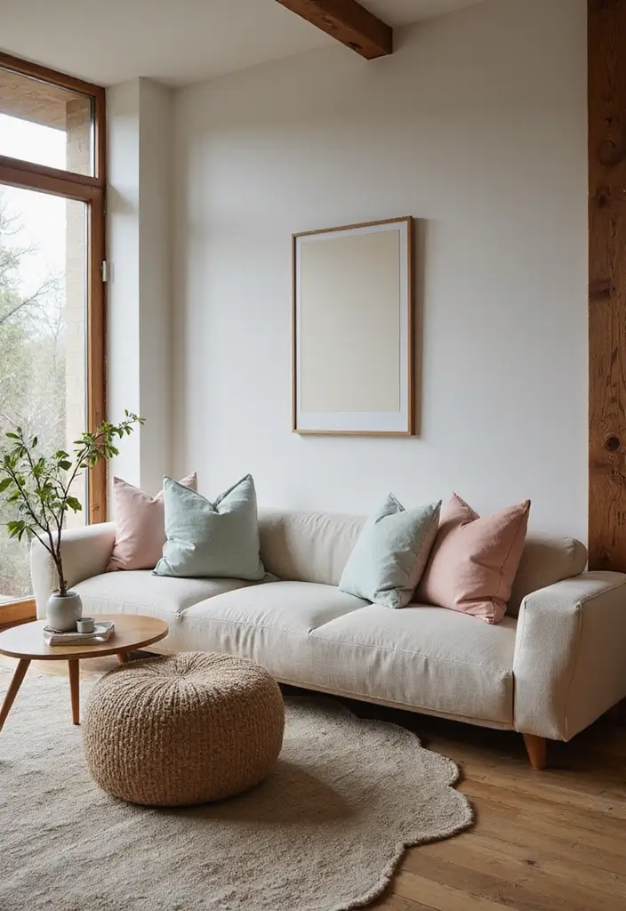 25 Living Room Decor Ideas Featuring Rich Dark Wood Finishes - 20. Dark Wood and Soft Pastels