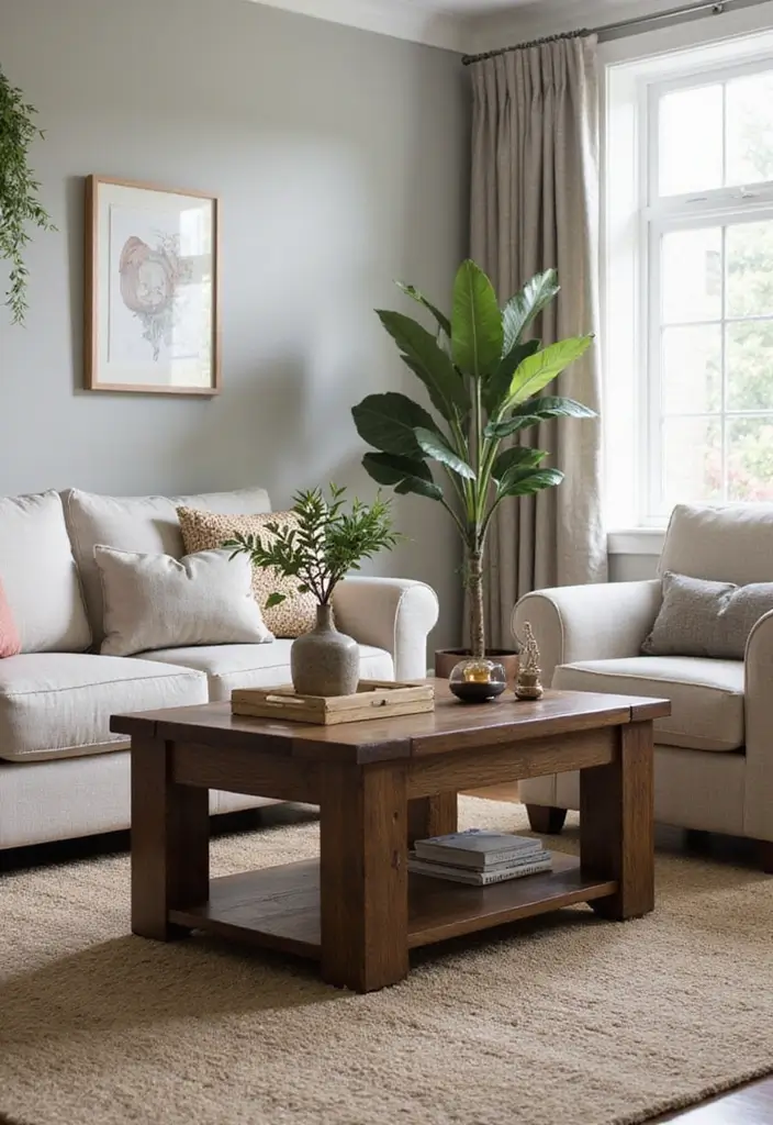 25 Living Room Decor Ideas Featuring Rich Dark Wood Finishes - 7. Dark Wood Coffee Tables as Centerpieces