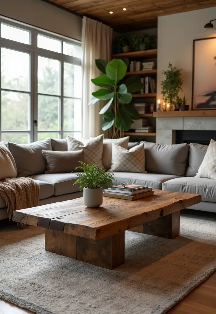 25 Living Room Decor Ideas with Natural Wood Floors 1 25 Living Room Decor Ideas with Natural Wood Floors - 1. Embrace Reclaimed Wood Furniture