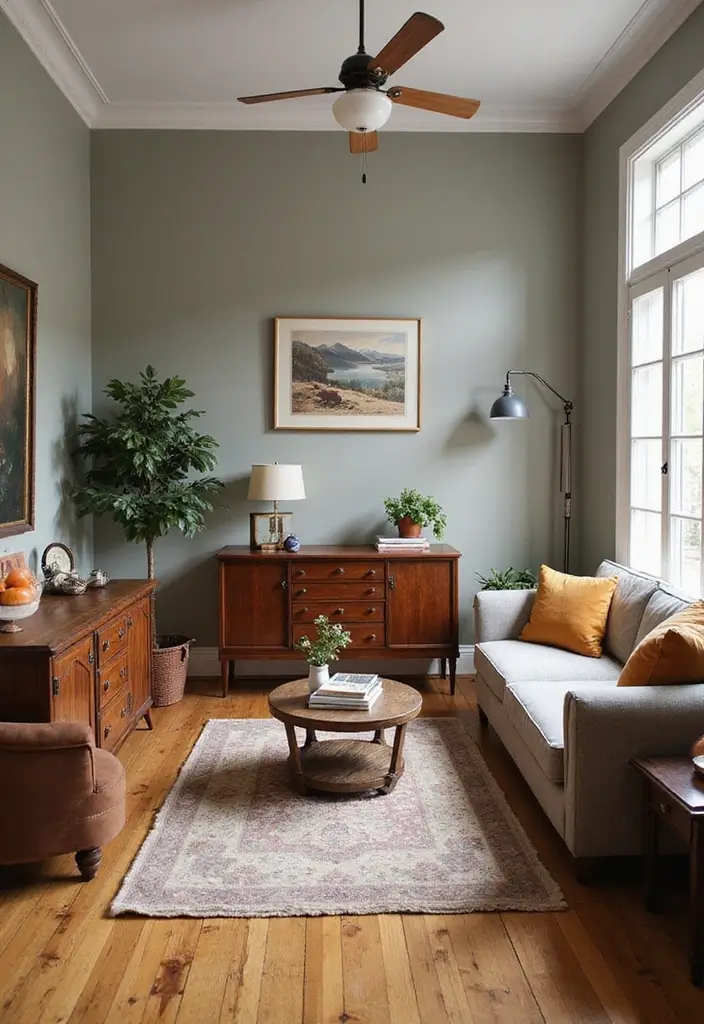 25 Living Room Decor Ideas with Natural Wood Floors 46 25 Living Room Decor Ideas with Natural Wood Floors - 12. Integrate Vintage Finds