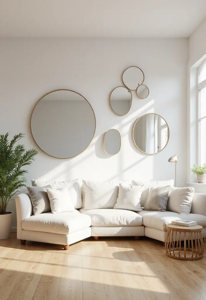 25 Living Room Decor Ideas with Natural Wood Floors 54 25 Living Room Decor Ideas with Natural Wood Floors - 14. Open Up the Space with Mirrors