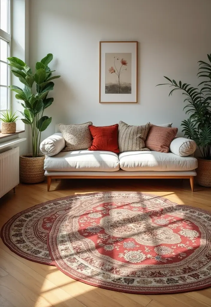 25 Living Room Decor Ideas with Natural Wood Floors 8 25 Living Room Decor Ideas with Natural Wood Floors - 2. Layering Rugs Over Wood Floors