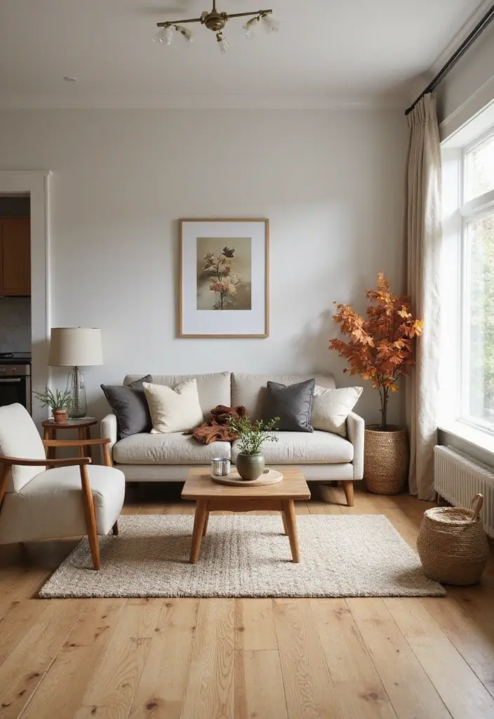 25 Living Room Decor Ideas with Natural Wood Floors 80 25 Living Room Decor Ideas with Natural Wood Floors - 22. Create a Seasonal Transition