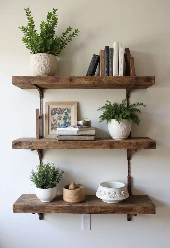 25 Simple DIY Wood Projects for Chic and Affordable Home Decor - 1. Rustic Wooden Shelves